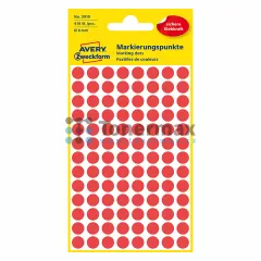 Značkovací kulaté etikety Avery Zweckform 3010, 8 mm, červené, 416 ks